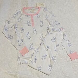 NWT TBBC Boardwalk Bunnies Easter Pajamas in Pink Blue and White Size 8